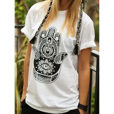 freesbeeClothing Hamsa Hand T-Shirt Shirt Tee Unisex Mens Womens... (12 CHF) ❤ liked on Polyvore featuring tops, t-shirts, white, women's clothing, baggy shirts, hipster t shirts, cotton shirts, checkered shirt and hipster shirts Baggy Shirts, Hipster Tshirts, Fatima Hand, Zoella, Retro Tops, Hipster Shirts, Instagram Blogger, Die Young, Idea Board