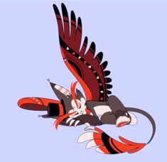 an animated bird flying in the sky with its wings spread out and claws extended to it's head