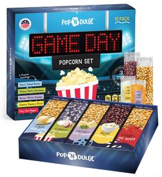 the game day popcorn set is ready to be played