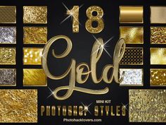 Gold Photoshop Styles - Digital Rose Gold Backgrounds, Gold Digital Paper, Gold Foil Paper, Photoshop Styles, Photoshop Resources, Web Banners, Photography Templates, Text Overlay, Gold Text