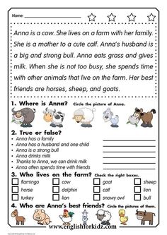 an animal worksheet for children to learn how to read and understand their animals