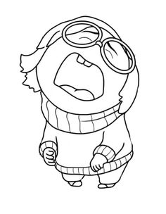 an image of a cartoon character with goggles and gloves on, in black and white