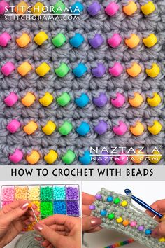 how to crochet with beads on the side of a knitted wall hanging