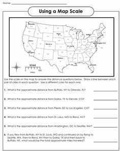 the map scale worksheet for students to practice using maps and their name,