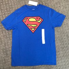 Nwt Superman Tshirt Blue Superhero T-shirt With Character Print, Blue Superhero Short Sleeve Top, Blue Short Sleeve Superhero Tops, Blue Superhero Crew Neck Top, Superman Tshirt, Dc Comics Shirts, Tshirt Colors, Superman, Kids Shirts