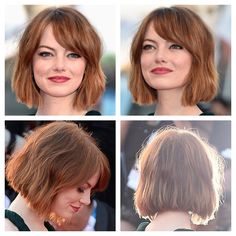 Emma Stone rocking a short lob. Short Lob, Emma Stone Hair, Short Hair With Bangs, Cut My Hair, Emma Stone, Hair Dos, Bobs Haircuts, Hair Day, Hairstyles With Bangs