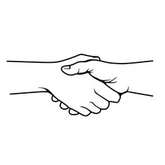 two hands shaking over each other with one holding the other's hand in black and white