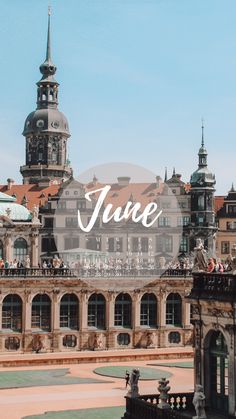 an old building with the words june in front of it