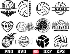 volleyball logos, emblems and badges for any team or competition on a white background