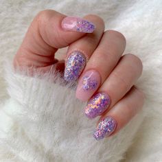 Barbie Litdh, Nail Ideas Gel, Pink Nail Ideas, Silver Glitter Nails, Pink Gel Nails, Dip Nails, Pink Gel, Lavender Pink