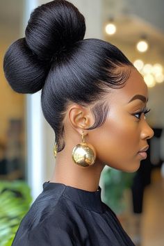 Black Bride Low Bun Hairstyles, Bun Haïr Style For Wedding, Weave Bun For Black Women, Top Knot Bun Black Women, Up Do Hairstyles For Black Women, Low Bun With Braid, Low Bun Hairstyles For Black Women, Duchess Braids, Black Hair Bun Styles