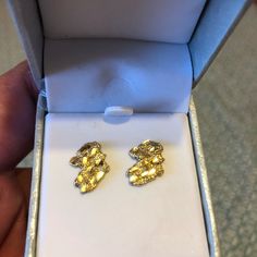 Cute It’s Real Gold!!! Nuggets Earrings Gold, Gold Nugget Earrings As Gift, Gold Nugget Earrings, Golden Nugget Earrings, Polished Yellow Gold Nugget Jewelry, Nugget Earrings, Cloud Earrings, Marcasite Earrings, Statement Hoop Earrings