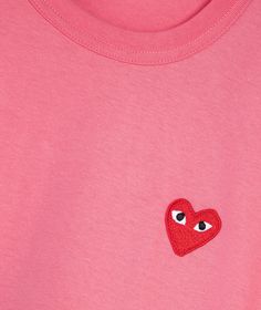 The Red Heart T-Shirt model   by  Comme des Garçons Play  which is part of the SU2022  season, has arrived || is now available at . Red Crew Neck Top With Heart Graphic, Red Crew Neck Top With Heart Patch, Red Heart-shaped Graphic Tee, Red Crew Neck T-shirt With Heart Graphic, Cheap Pink T-shirt With Heart Print, Red Crew Neck T-shirt With Heart Print, Casual Pink T-shirt With Heart Print, Casual Red Heart-shaped T-shirt, Comme Des Garcons T Shirt