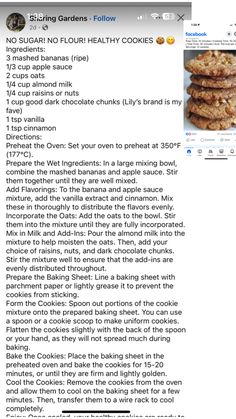 the recipe for cookies is displayed on an iphone screen, and it appears to be in english