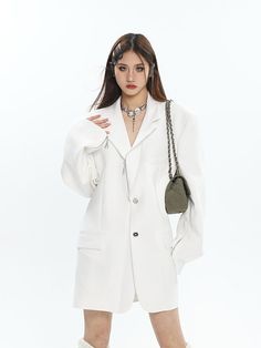 Size(cm) Length Shoulder Bust Sleeve M 78 46 114 64 L 79 48 118 65 XL 80 50 122 66 Size: M L XL Collar: suit collar Color classification: black white Year Season: Spring 2023 Sleeve length: long sleeve shirt length: Medium Material composition: other materials Casual Suits With Lapel Collar And Buttons, Oversized Single Button Long Sleeve Blazer, Oversized Blazer With Lapel Collar, Oversized Outerwear With Suit Collar For Winter, Oversized Winter Outerwear With Suit Collar, Oversized Collared Blazer With Buttons, Oversized Outerwear With Suit Collar For Office, Oversized Single-breasted Blazer With Suit Collar, Winter Suits With Lapel Collar In Solid Color