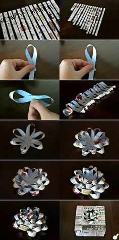 the steps to make paper flowers with scissors