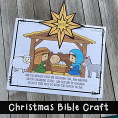 a christmas bible craft with an image of the birth of jesus