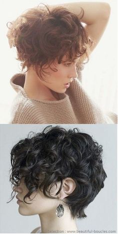 34 façons d'adopter le carré court sur cheveux bouclés 29 Layered Curls, Long Pixie Cuts, Long Pixie, Photo S