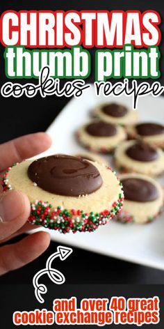 the cover of christmas thumb print cookies recipe