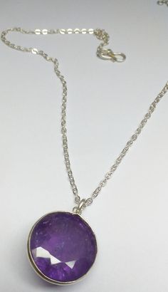 Stone : Amethyst Pendant Shape : Round Treatment : None Transparency : Translucent Necklace Fashion, Amethyst Pendant, Amethyst Stone, Round Pendant, Purple Amethyst, Gemstone Necklace, Gift Item, Pendant Necklaces, Silver Color