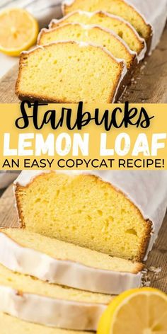 lemon loaf with white icing and sliced lemons