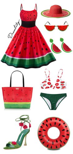 Watermelon style for this summer all day.#watermelon#summerdress#dresslily Dresses 50s Style, Vintage Dresses 1940s, Aesthetic Retro Outfit, 1940s Vintage Dresses, Vintage Dresses Cheap, 50s Fashion Dresses, 1950s Dresses, Valentines Day Dresses