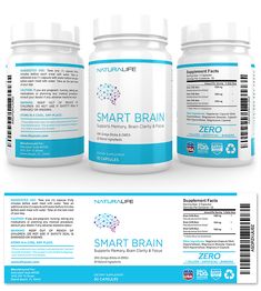 three bottles of smart brain with labels on them