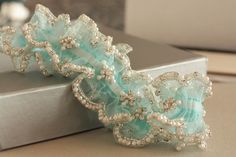 Bridal garter - Dew drop pearls pick your color Dew Drops, Bridal Garter, Organza Fabric, The Glow, Tulle Fabric, Garters, Fabric Color, Bead Work, Handmade Natural