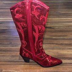 Like New Condition Red Bling Helen’s Heart Boots. Only Try Them Out Never Used. Red Bling Boots, Heart Boots, Red Cowboy Boots, Heart Shoes, Heart Red, S Heart, Shoes Heels Boots, Cowboy Boots, Shoes Women Heels