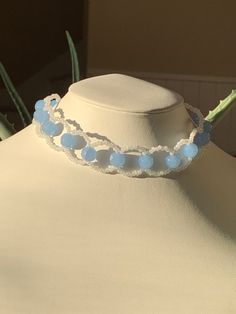 Seed Bead Blue Necklace, Blue Beads Jewellery, Jewelry With Seed Beads, Purple Bead Jewelry, Jewellery Beads Handmade, Edgy Princess, Blue And White Jewelry, Blue Crystal Beads, Princess Look