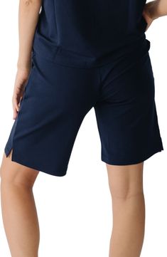 Ultrasoft pajama shorts in a longline silhouette are crafted from soft and breathable fabric with a comfy drawstring waist. 9" inseam 70% viscose, 26% acrylic, 4% spandex Machine wash, tumble dry Imported Stretch Activewear With Built-in Shorts For Lounging, Lounging Bottoms With Built-in Shorts, Casual Sleepwear With Built-in Shorts, Relaxed Fit Sleepwear With Built-in Shorts, Solid Color Comfort Waistband Shorts For Loungewear, Sporty Stretch Shorts For Lounging, Loungewear Shorts With Comfort Waistband, Relaxed Fit Athletic Shorts With Elastic Waistband For Loungewear, Athleisure Shorts With Comfort Waistband For Loungewear