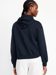 available exclusively online and at outlet stores drawstring hood drop-shoulder sleeves full-zip front hand-warming pockets rib-knit trim relaxed fit hits below waist models are approx.  5'9" and wear sizes s (4), l (12) and xl (18)machine wash according to the care instruction label Fall Hoodie For Loungewear With Ribbed Waistband, Cozy Hoodie With Ribbed Waistband, Cozy Hooded Hoodie With Ribbed Waistband, Cozy Hoodie With Ribbed Waistband And Relaxed Fit, Cozy Relaxed Fit Hoodie With Ribbed Waistband, Fall Hoodie With Relaxed Fit And Ribbed Waistband, Fall Hoodie With Ribbed Waistband And Relaxed Fit, Cozy Hoodie With Ribbed Waistband For Fall, Hooded Sweats With Ribbed Waistband And Relaxed Fit