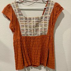 Perfect Top For The Summer Or Fall! Entro Square Neckline Top With Multiple Fun Details. Nwt Women’s Size Large Orange Tops For Fall Day Out, Fitted Orange Casual Blouse, Fitted Casual Orange Blouse, Orange Bohemian Cotton Top, Orange Beach Blouse, Orange Sleeveless Casual Blouse, Summer Orange Cotton Blouse, Casual Orange Sleeveless Blouse, Casual Orange Cotton Blouse