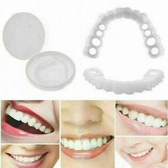 2pcs High Quality Second-generation Gel Silica Material Temporary Upper Lower Teeth Simulation Cover Whitening Set False Fake Tooth Kit Features: 1. Made of high quality gel silica material, durable to use. 2. Very convenient, apply to missing upper or lower teeth, disguise crooked, stained and gapped teeth. 3. A special custom works to disguise crooked, stained, missing and gapped teeth, the perfect smile teeth. 4. Groove design can fit the surface of the teeth well to allow for normal breathin Cover Foto, Teeth Veneers, Teeth Covers, Veneers Teeth, False Teeth, Fake Teeth, Dental Veneers, Smile Teeth, Dental Teeth