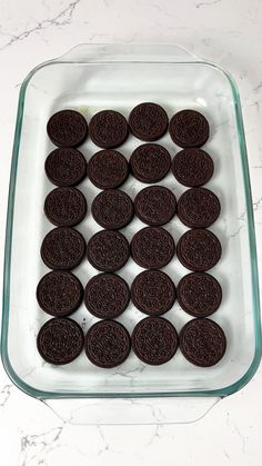 an oreo cookie in a glass baking dish