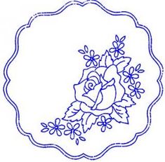 a drawing of a rose with leaves and flowers in the center on a white background