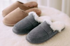 Grey Slip on Slippers for Women by Vanuba Introducing Abby's grey slippers, made exclusively from natural materials, the slippers are the perfect shoes for women of all ages. Their interior is lined with velvety like, soft sheep's wool of a special kind that does not irritate and has relaxing properties.  On the outside, the slippers have been lined with natural leather with strong hygroscopic properties. Thanks to this, the slippers regulates temperature ensuring the free flow of air. No sweati Slip On Slippers, Grey Slippers, Sheepskin Slippers, Slippers For Women, Kids Slippers, Leather Cleaning, Perfect Shoes, Mens Slippers, Natural Leather