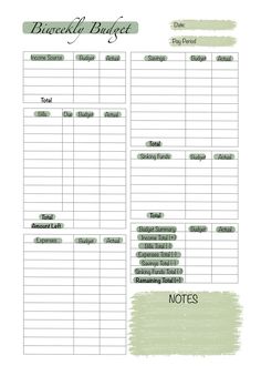 the printable grocery budget sheet is shown in green and white, with words on it