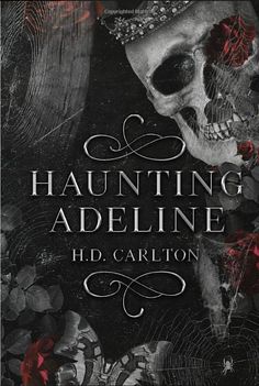 a book cover with a skull and roses in the center, surrounded by spider webs