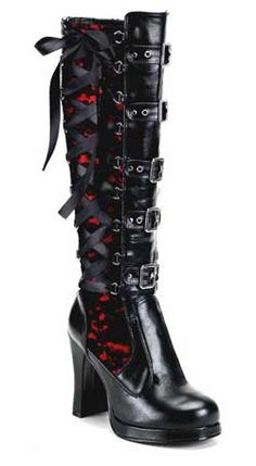 CRYPTO-106 Black Lace Boots Gothic High Heels, Gothic Heels, Steampunk Mode, Moda Steampunk, Demonia Boots, Goth Boots, Gothic Boots, Gothic Shoes, Vegan Boots