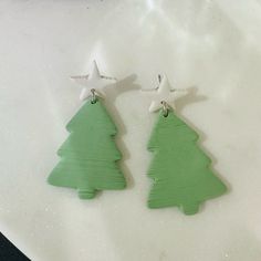 Christmas Tree Earrings. Clay. Never Worn. New! Christmas Tree Polymer Clay Earrings, Tree Polymer Clay, Christmas Clay, Winter Jewelry, Earrings Clay, Tree Earrings, Christmas Tree Earrings, Earring Tree, Christmas Earrings