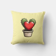 Cute Cozy Modern Romantic Chic Succulent Heart  Throw Pillow