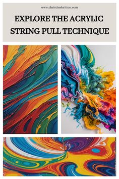 Acrylic string pull painting technique with vibrant, swirling colors. Pull String Art, String Pull Art, Fluid Painting, Color Psychology, Creative Living, Complementary Colors, Art Challenge, Acrylic Pouring