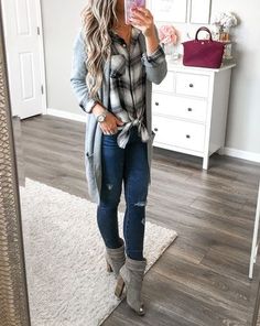 Flannel Outfits, Cozy Fall Outfits, Mode Casual, Cute Fall Outfits, Work Outfits Women, Casual Fall Outfits, Spring Outfits Casual, Outfit Casual, Outfit Idea