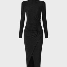 Brand New Black Turtleneck, Long Sleeve Party Dress High Neck Winter Party Dress, Black Holiday Maxi Dress For Night Out, Elegant Maxi Dress For Holiday Party Season, Black Maxi Dress For Holiday Night Out, Holiday Black Maxi Dress For Night Out, High Neck Midi Dress For Fall Party, Chic Maxi Dress For Winter Party, Chic Winter Maxi Dress For Party, Chic Winter Party Maxi Dress