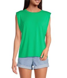 Gianni Bini Kelia Muscle Shouldler Pad Sleeveless Crew Neck Knit Tank | Dillard's New York Street, Gianni Bini, Knit Tank, Dillard's, Knit Tanks, Clothing Accessories, Latest Trends, Crew Neck, Knitting