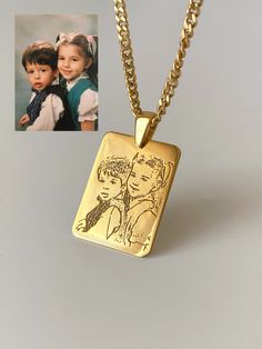 "PERSONALIZED PHOTO NECKLACE Personalized photo pendant to your beautiful moments freeze in your necklace above. Picture Necklace is most special and the most Perfect Gifts for your lover or yourself. The perfect gifts: Engraved custom photo pendants with blissful photos of pets, babies, kids, spouse, mom and dad, friend etc.  Material: High Quality Solid 925 Sterling Silver Finish: Sterling Silver / Gold / Rose Gold                                   OR You could select \"14K SOLID GOLD\" in the Gold Engraved Necklace, Handwriting Necklace Custom, Customized Necklace, Necklace With Name, Handwriting Necklace, Birth Flower Necklace, Picture Necklace, Children's Day Gift, Picture Engraving