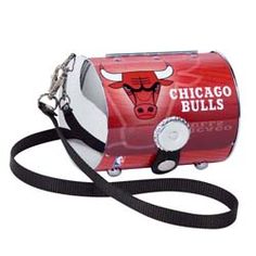 a chicago bulls can purse with a black strap