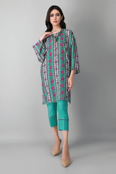 Khaadi J21233 Green Eid Collection 2021 Lawn Suits, Eid Collection, Pakistani Outfits, All Brands, Summer Collection, Flower Designs, Clothing Brand, Designer Dresses, Kimono Top