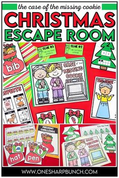 the christmas escape room is filled with pictures and words to help kids learn how to use it